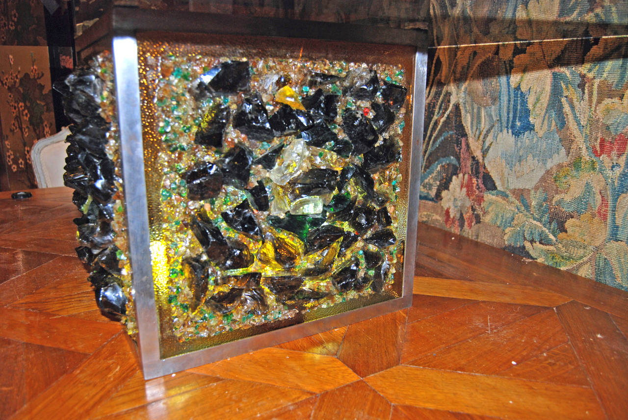 Fin du 20e siècle Table basse en verre d'art enluminée hollandaise du milieu du siècle dernier en vente