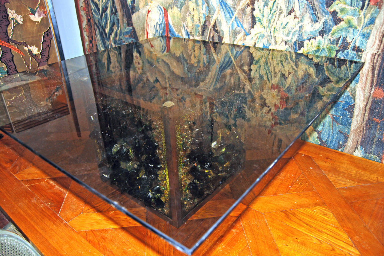 Table basse en verre d'art enluminée hollandaise du milieu du siècle dernier en vente 1