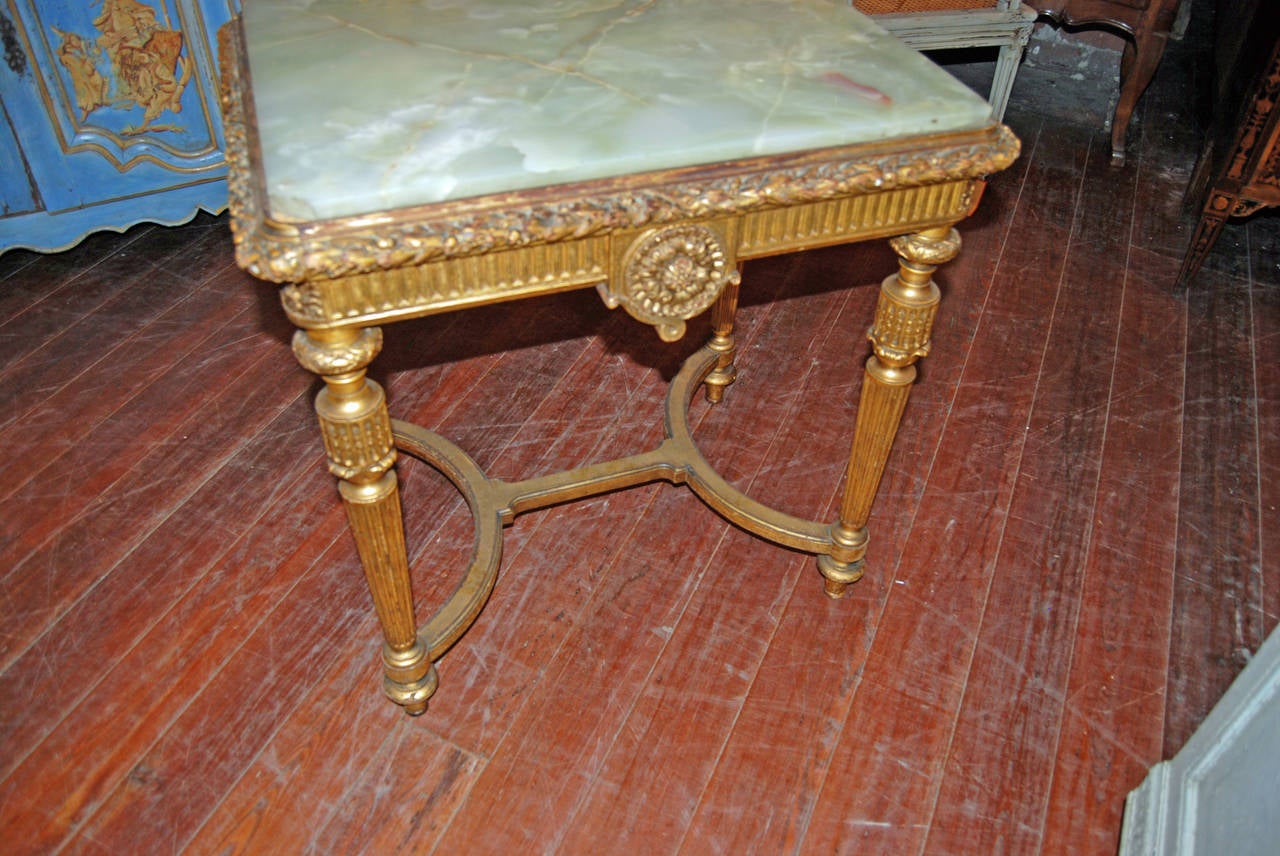 French 19th Century Giltwood and Onyx Center Table