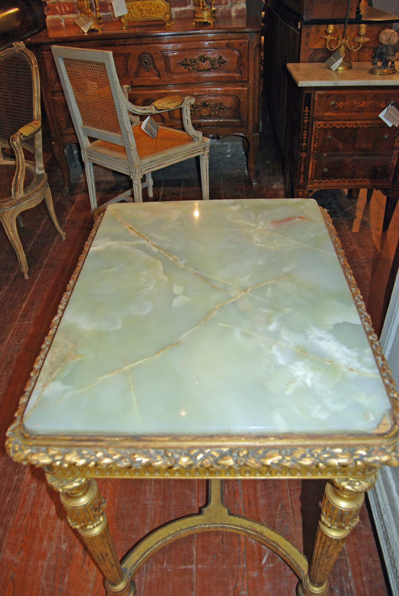 19th Century Giltwood and Onyx Center Table 2