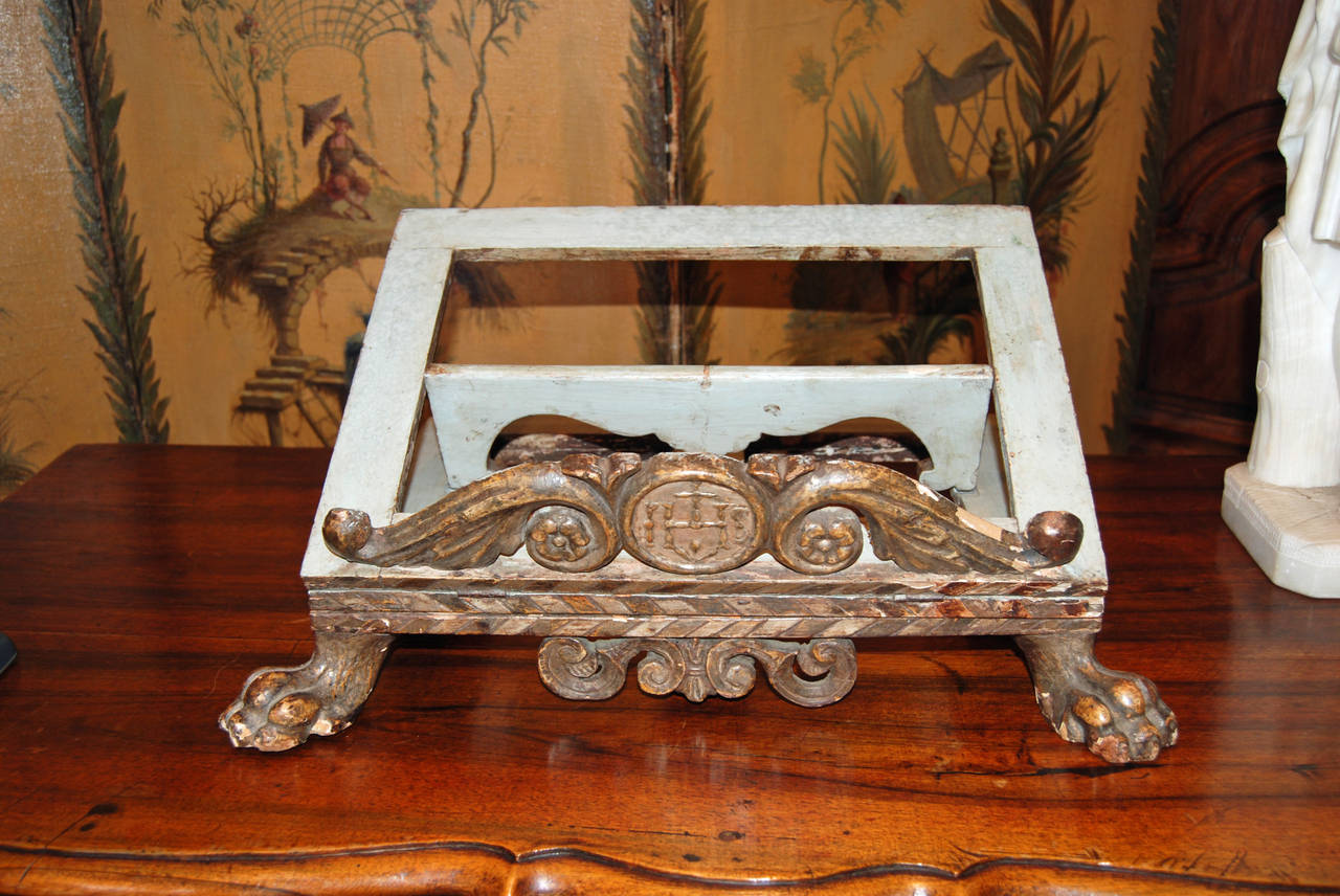 French 19th Century Silver and Giltwood Bookstand