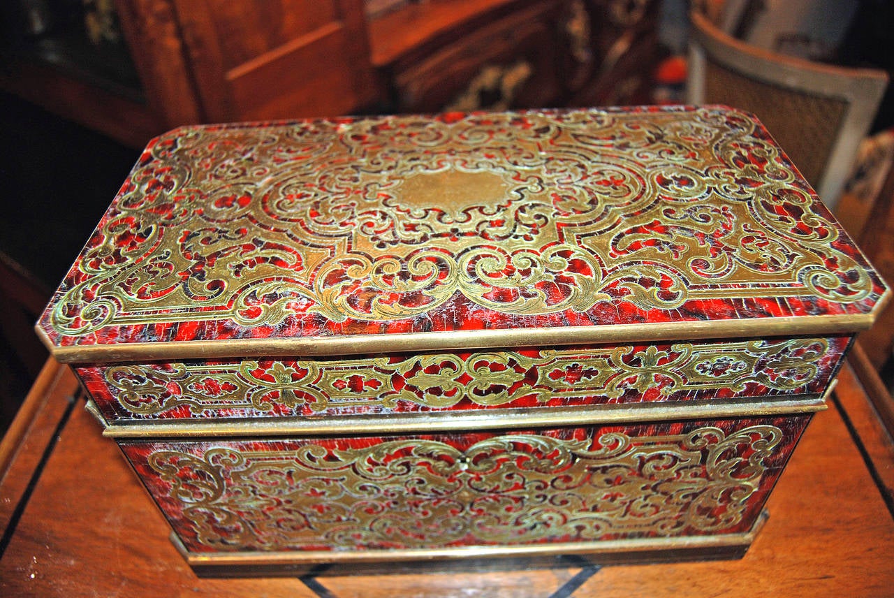 19th Century Boulle Tea Caddy In Good Condition In New Orleans, LA