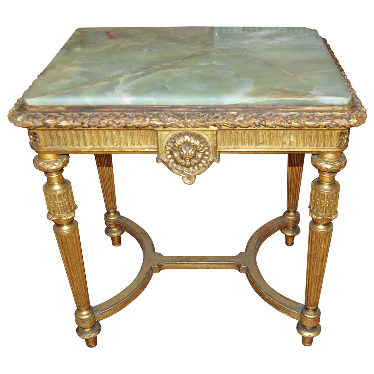 19th Century Giltwood and Onyx Center Table