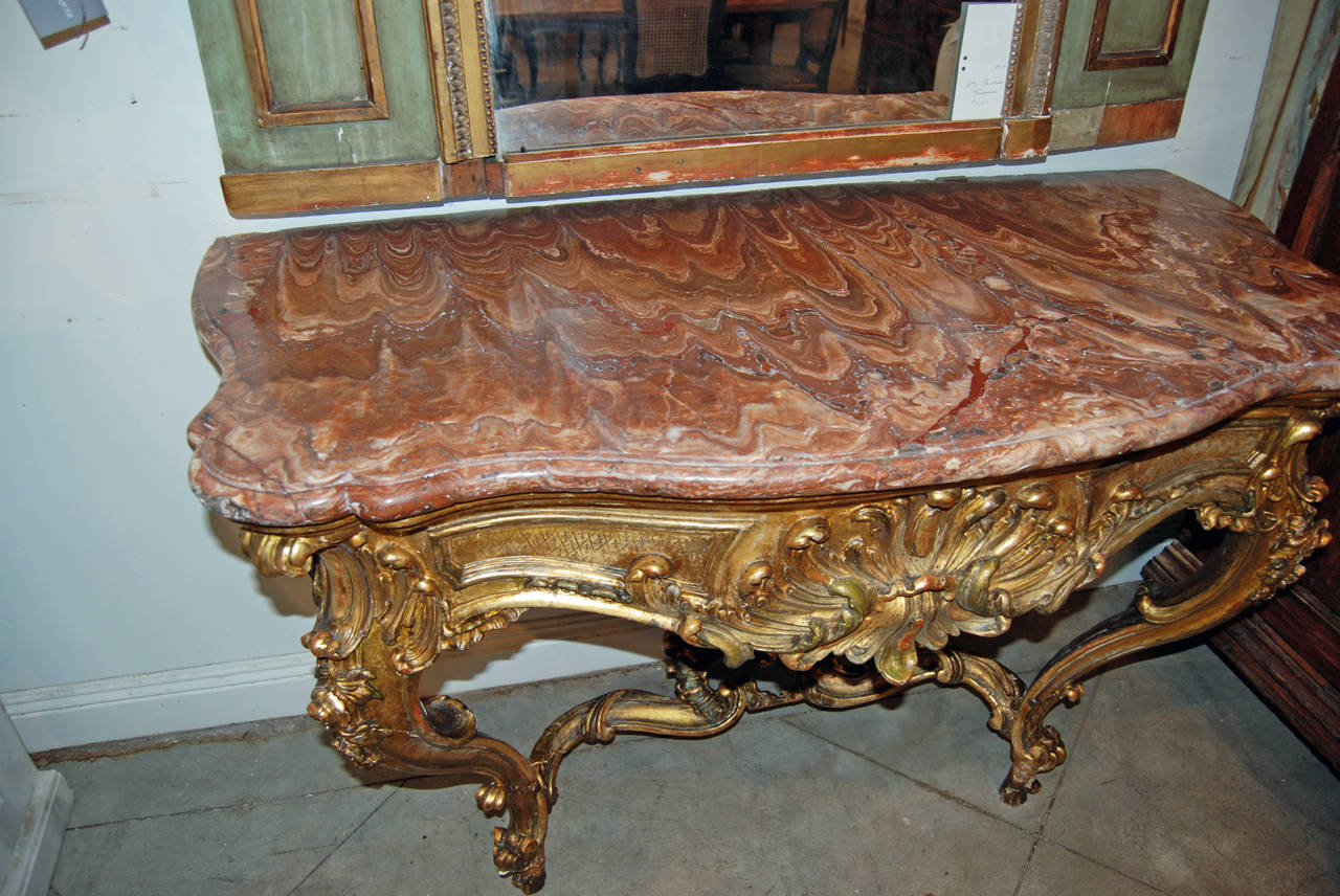 Period Louis XV Giltwood Console In Good Condition For Sale In New Orleans, LA