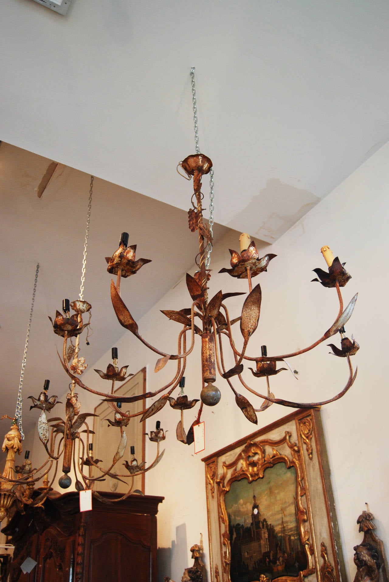 Early 20th Century Artful Tole Chandelier