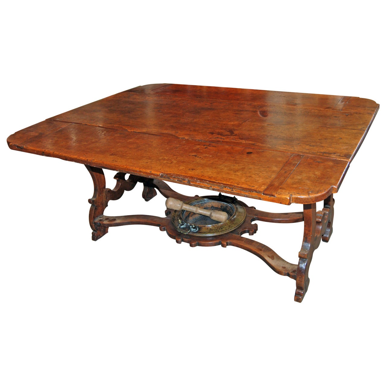 17th Century Walnut Tuscan Table with Original Brazier