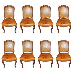 Antique Set of Eight Walnut Dining Chairs
