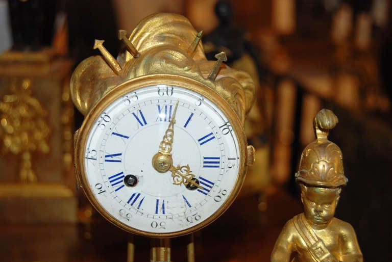 French Period Empire Bronze Dore Clock