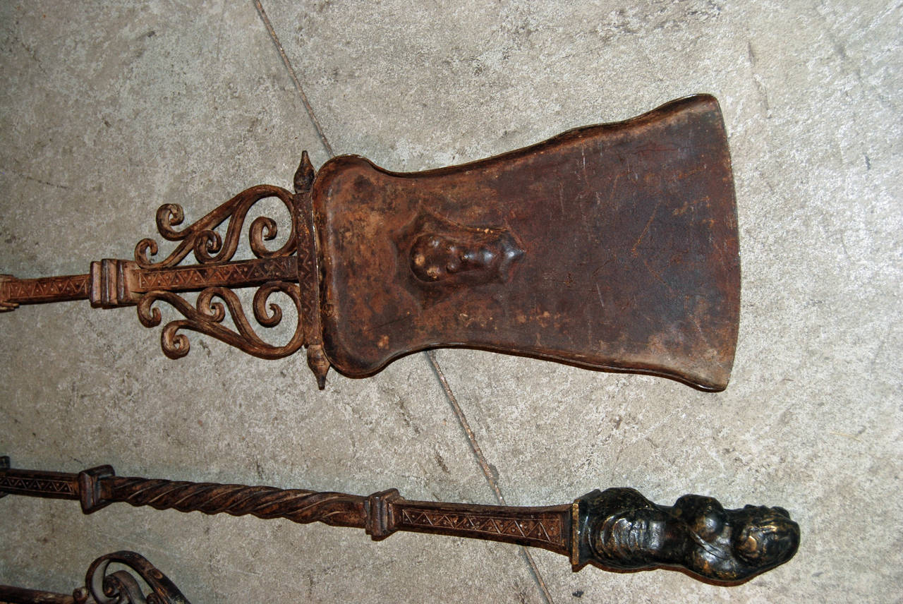 French Set of Four 18th Century Fireplace Tools