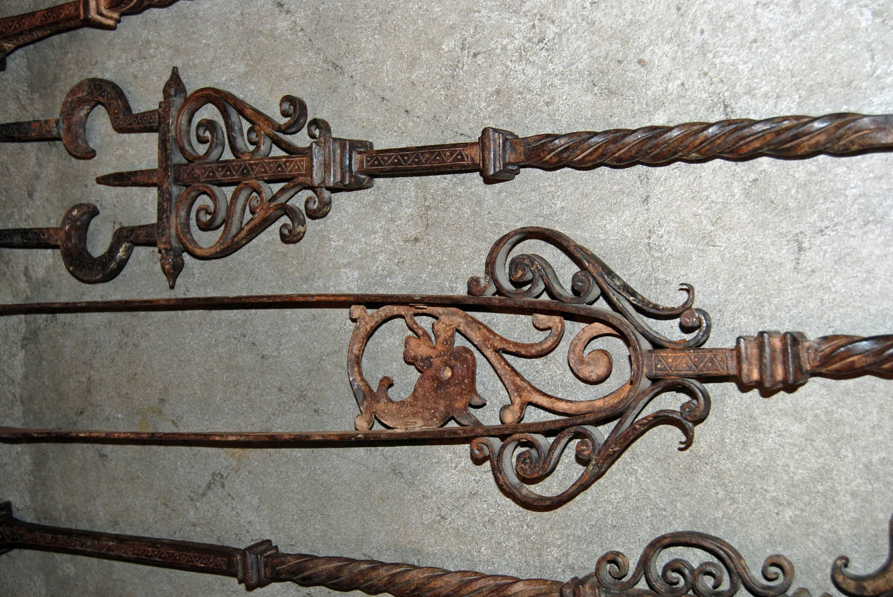 Hand-Crafted Set of Four 18th Century Fireplace Tools