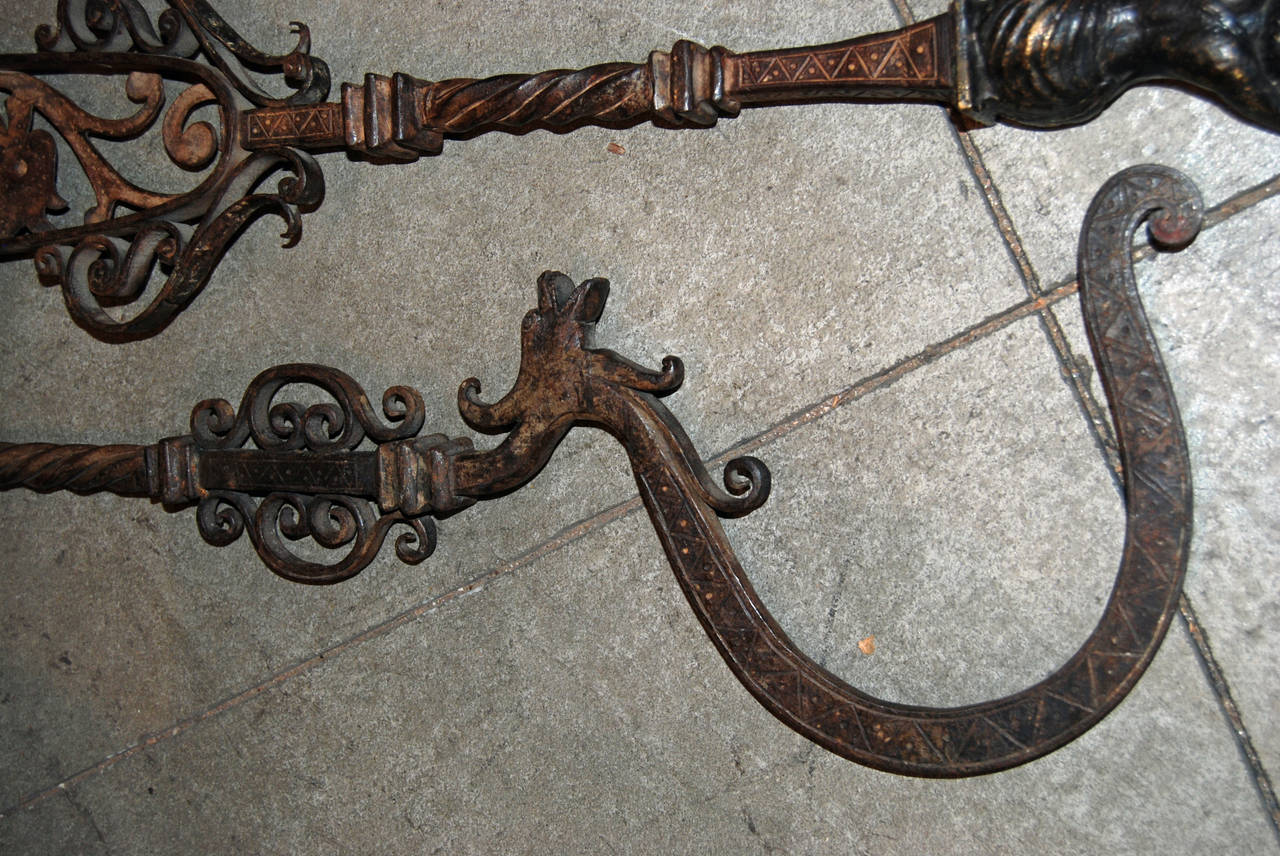 Set of Four 18th Century Fireplace Tools In Excellent Condition In New Orleans, LA