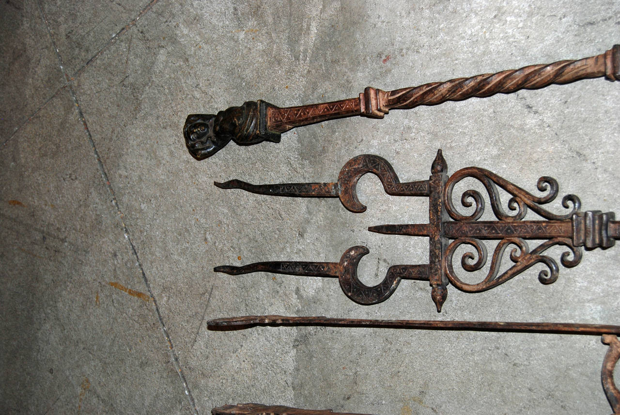 18th Century and Earlier Set of Four 18th Century Fireplace Tools