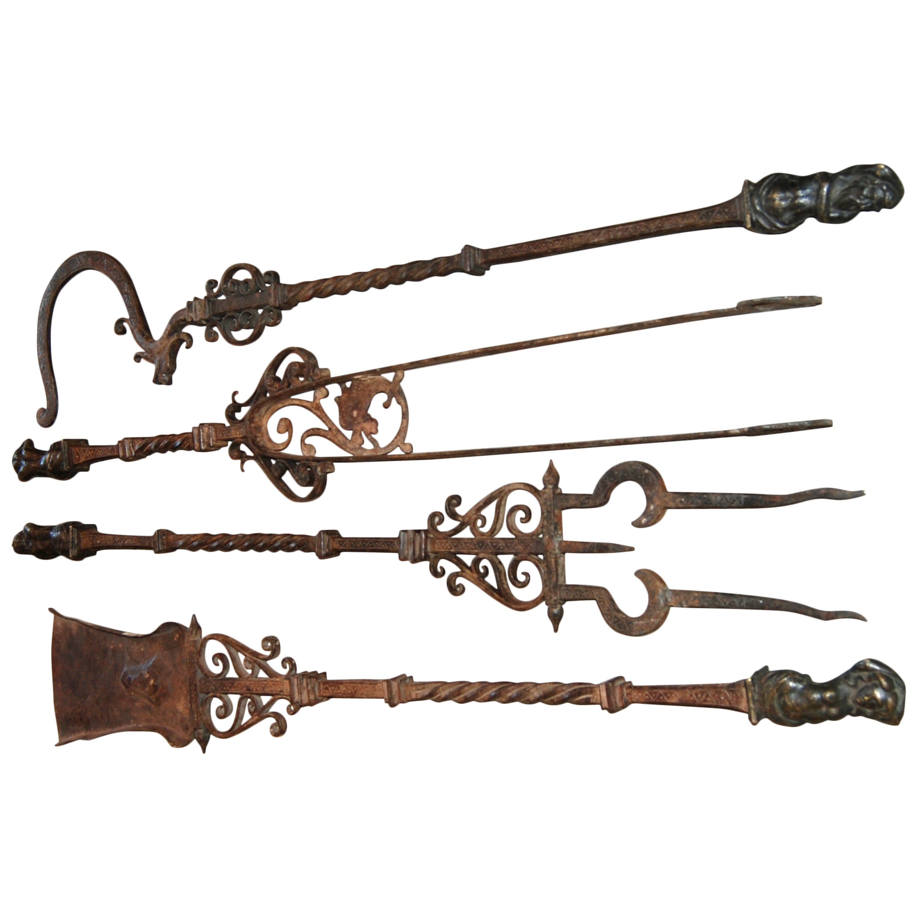Set of Four 18th Century Fireplace Tools