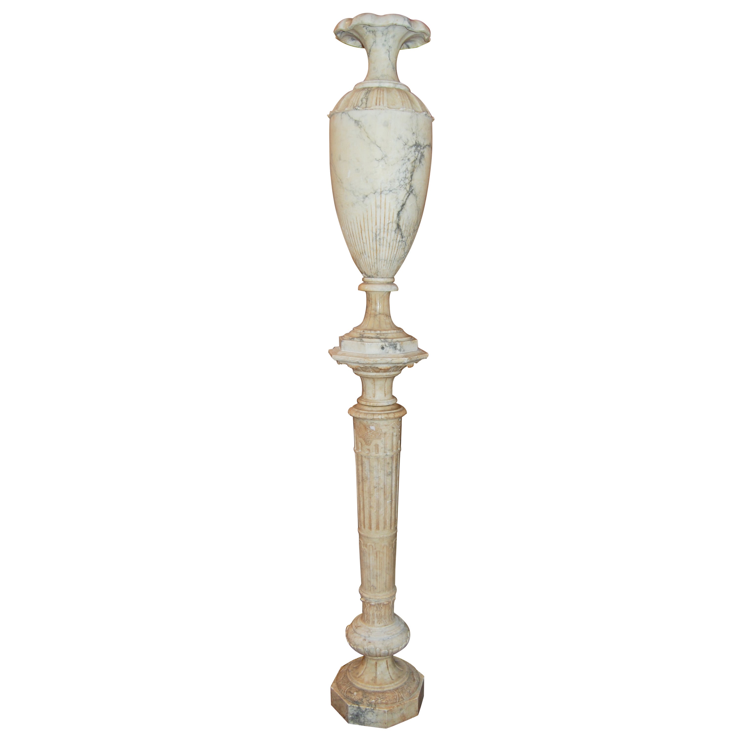19th Century Alabaster Pedestal Urn