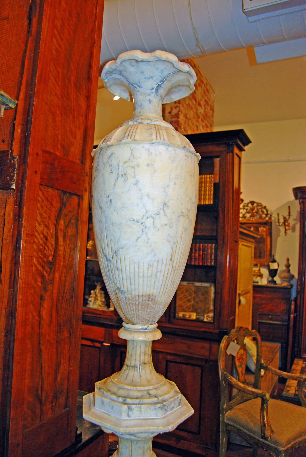 French 19th Century Alabaster Pedestal Urn