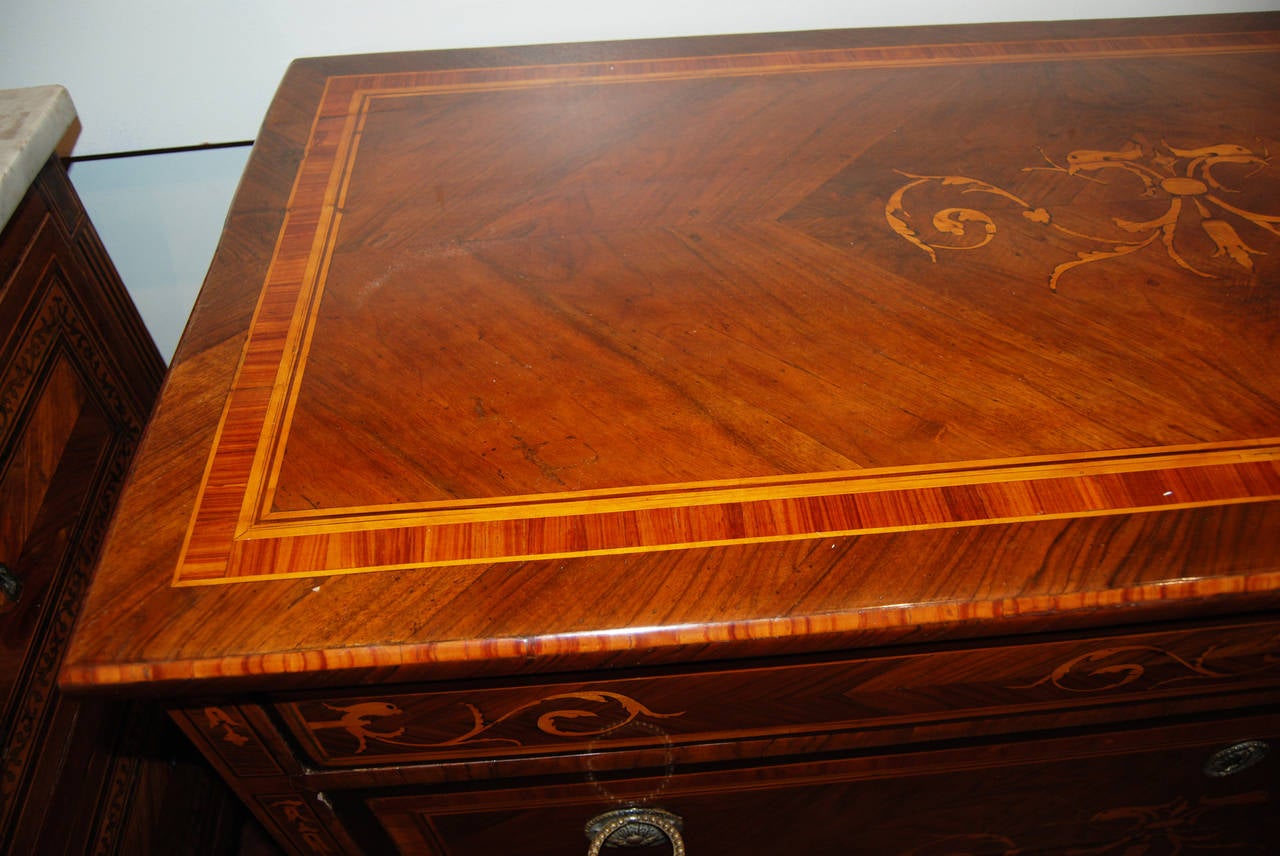 Exceptional marquetry inlaid commode
provenance Florence, Italy.