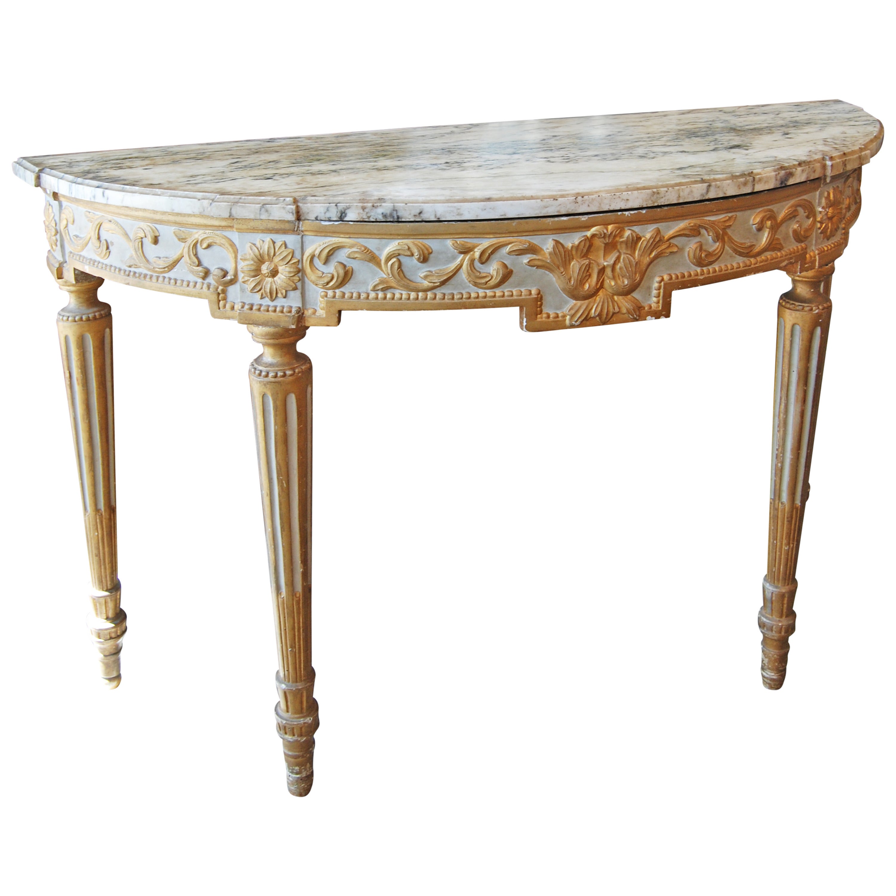 19th Century Gilded and Painted Console