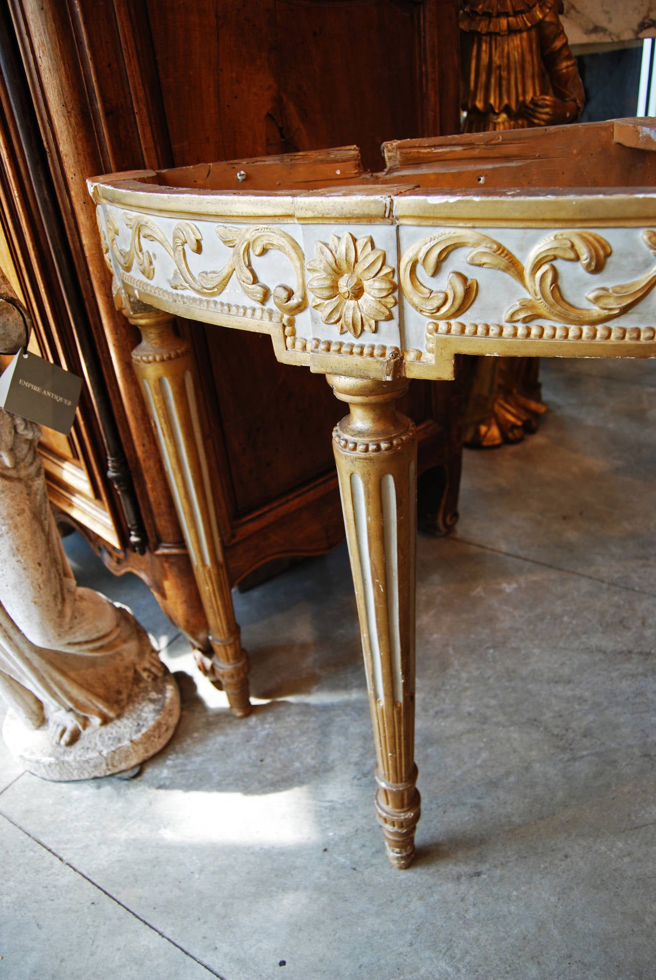 French 19th Century Gilded and Painted Console