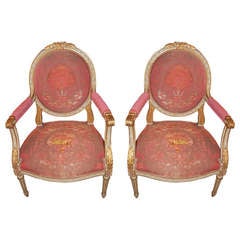 Pair 19thc.Giltwood Armchairs