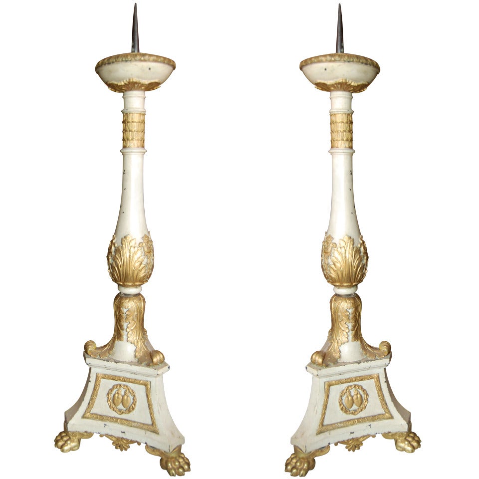 Pair Iron Candlesticks For Sale