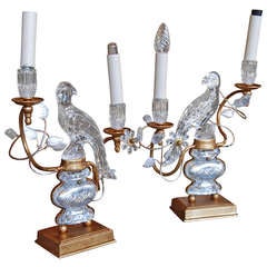 Pair of Crystal Parrot Lamps