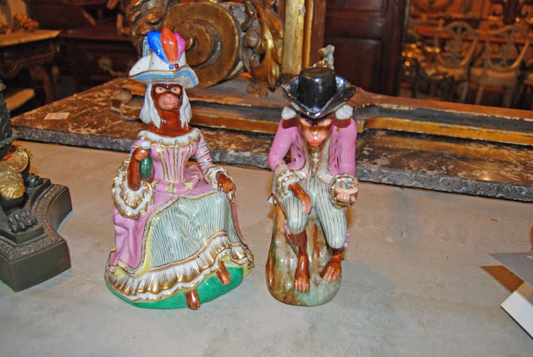 Pair Jacob Petit Monkey Pitchers