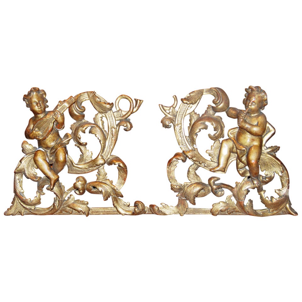 Pair 19thc Giltwood Appliqued