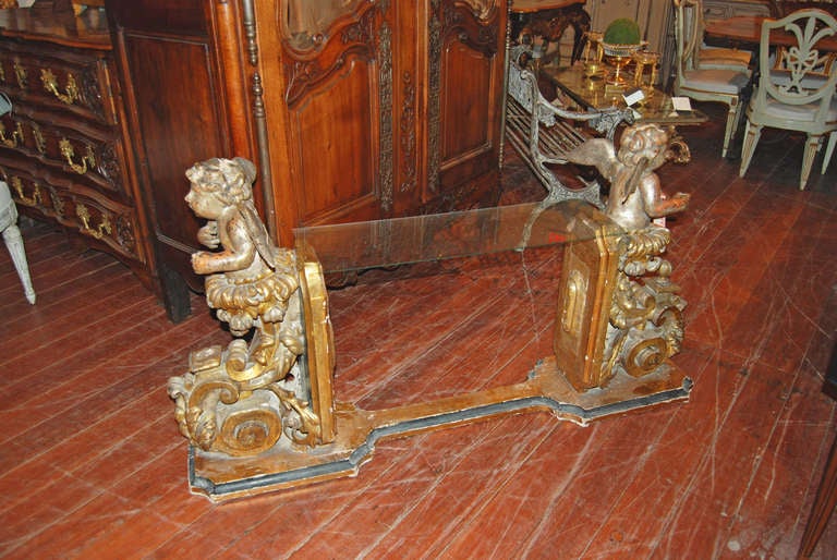 Carved 17th Century Italian Angel Console For Sale