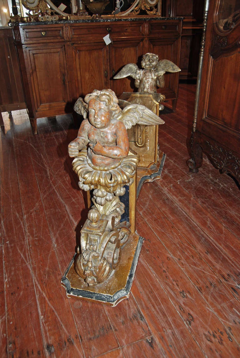 Giltwood 17th Century Italian Angel Console For Sale