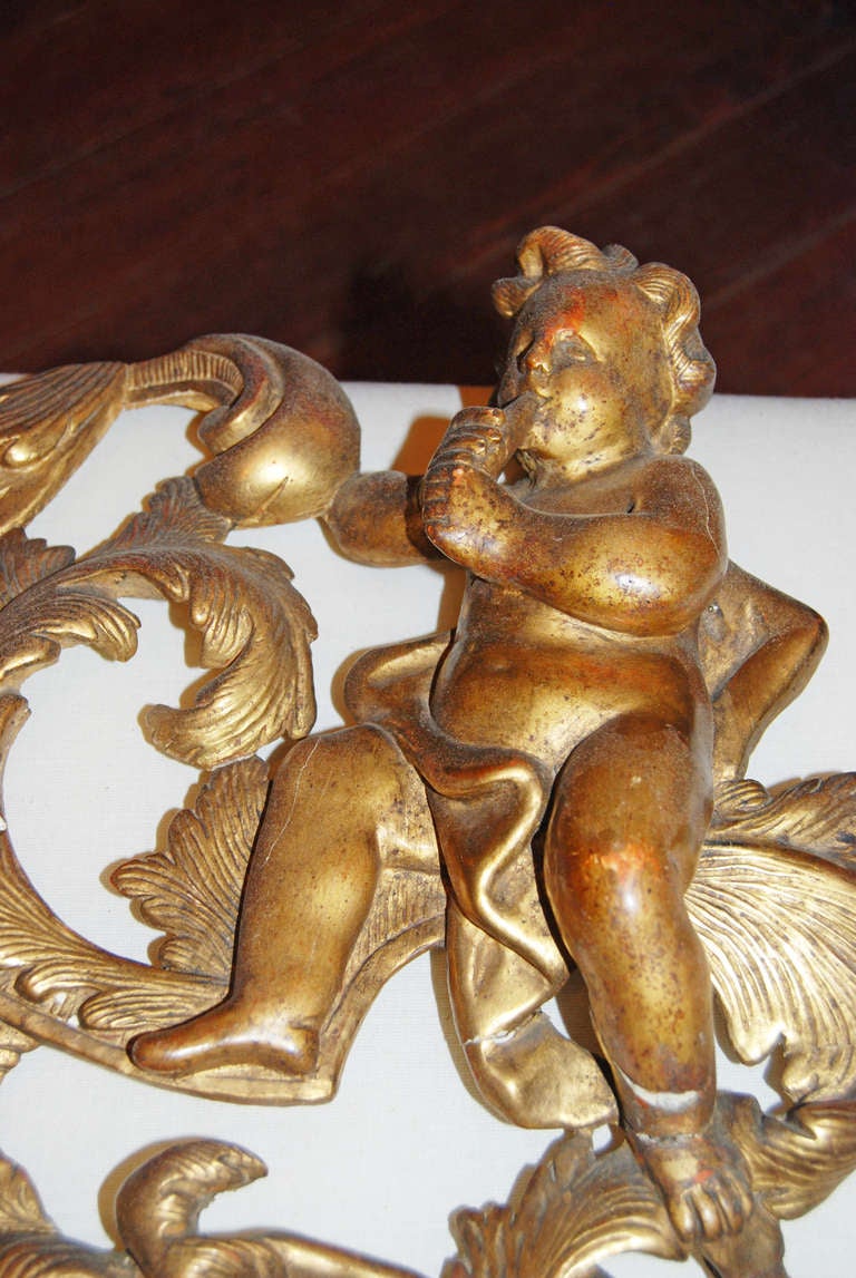 French Pair 19thc Giltwood Appliqued For Sale