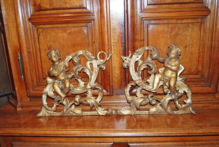 Pair of Giltwood Musical Appliques