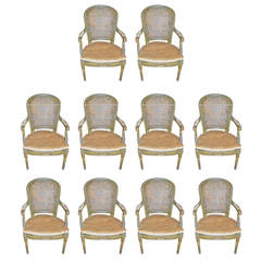Antique Set of Ten 19th Century Armchairs
