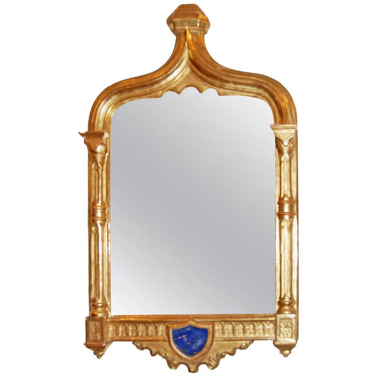 19. Jahrhundert, Spiegel aus bemaltem und vergoldeten Holz