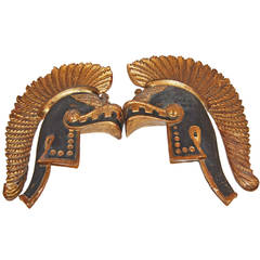 19th Century Painted and Gilded Helmet Trophies