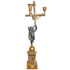 19th Century Bronze Figural Candlestick