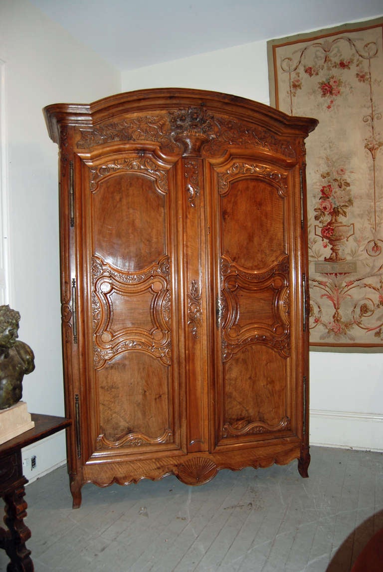 Beautifully Carved Walnut Armoire