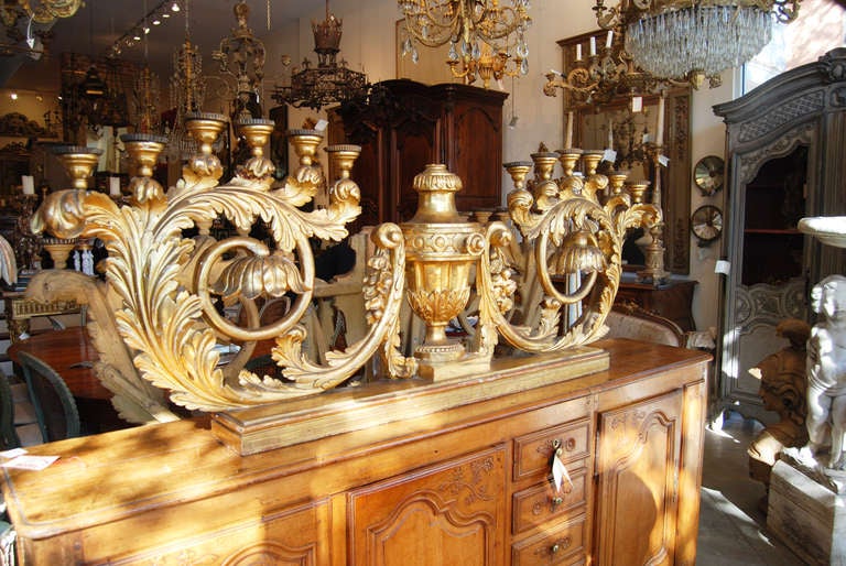 Beautifully Carved Italian Giltwood Candlesticks