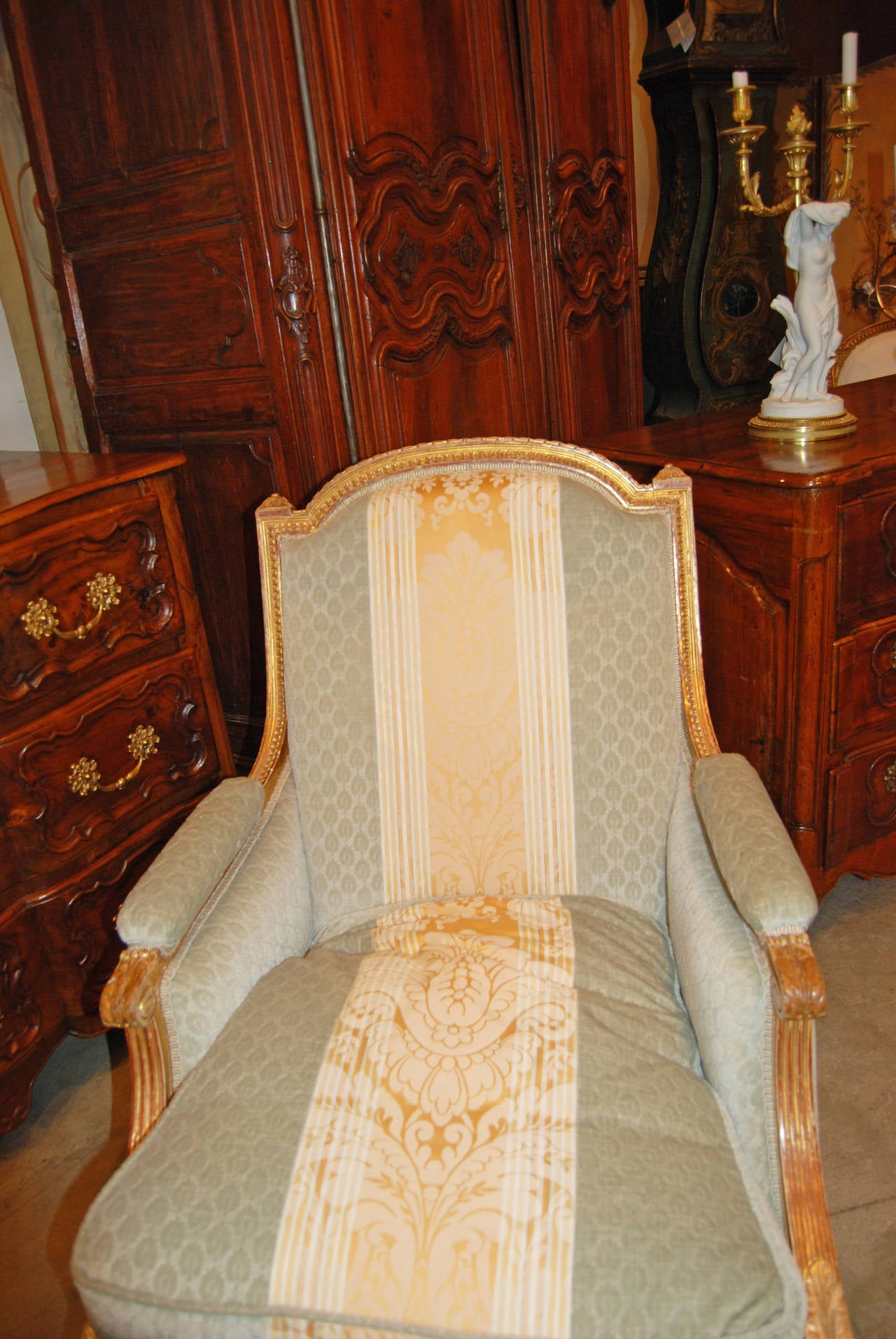 19th Century French Giltwood Chaise 2