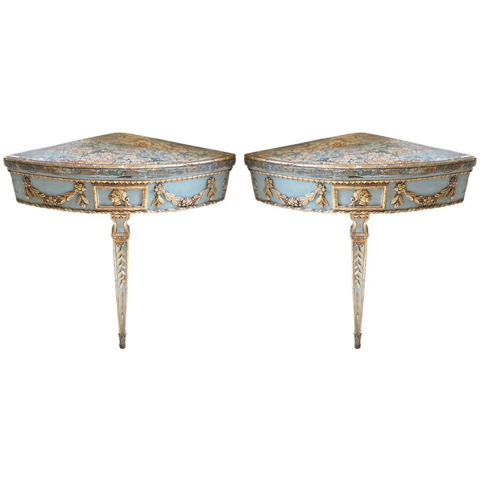 Pair of 18th Century Neopolitan Consoles For Sale