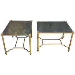 1960's Jansen Occasional Tables with Oxidized Mirrored Glass