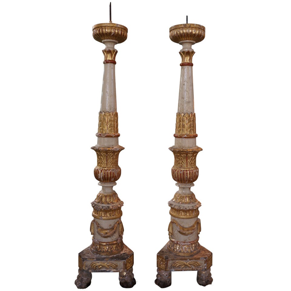 17th Century Italian Altar Candlesticks For Sale