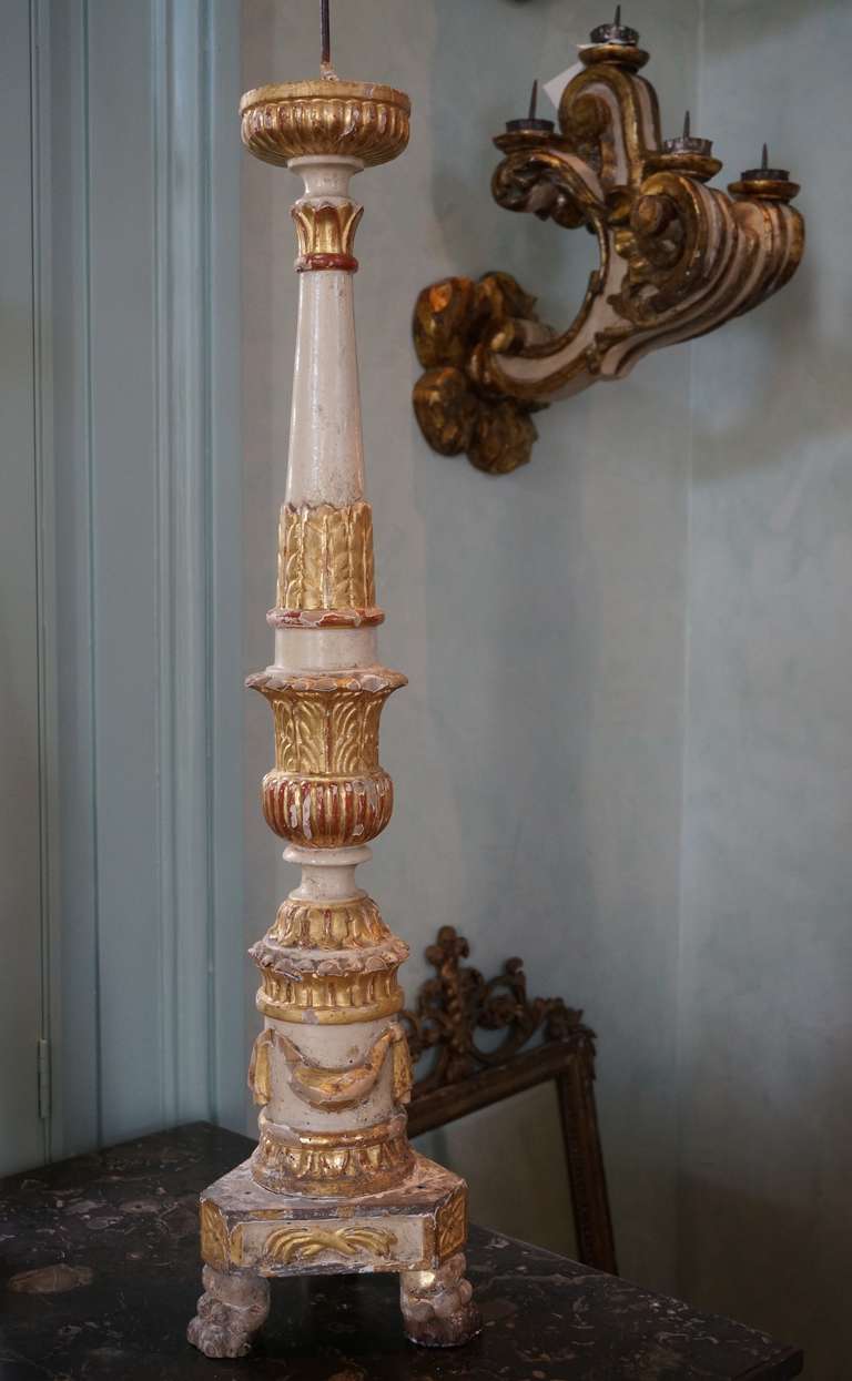 Baroque 17th Century Italian Altar Candlesticks For Sale