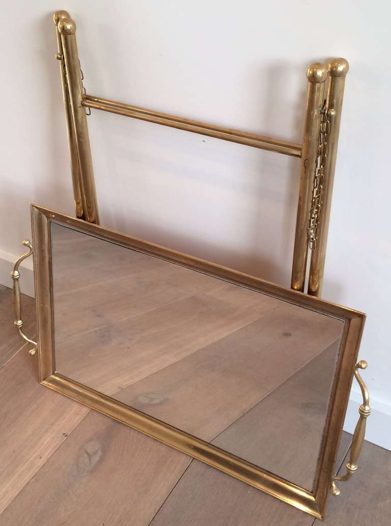 Mid-20th Century 1950s Mirrored Brass Tray on Folding Stand