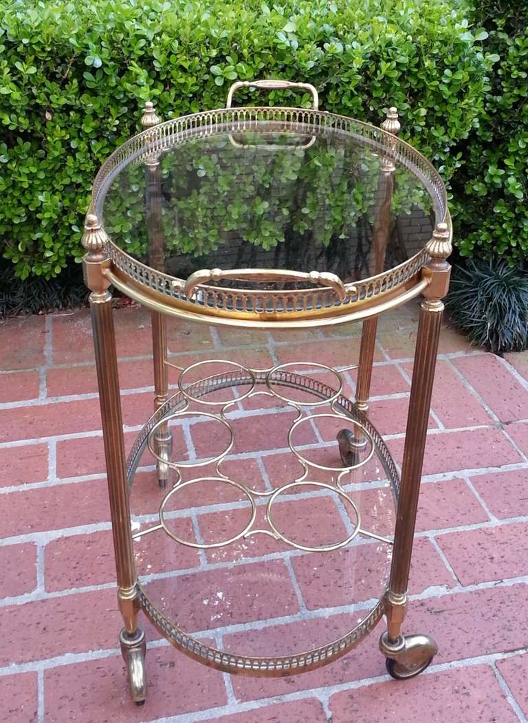 1960s Oval Bar Cart In Good Condition For Sale In New Orleans, LA