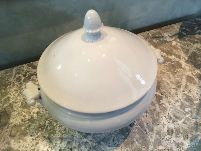 19th Century Acanthus Handled French Tureen with Lid
