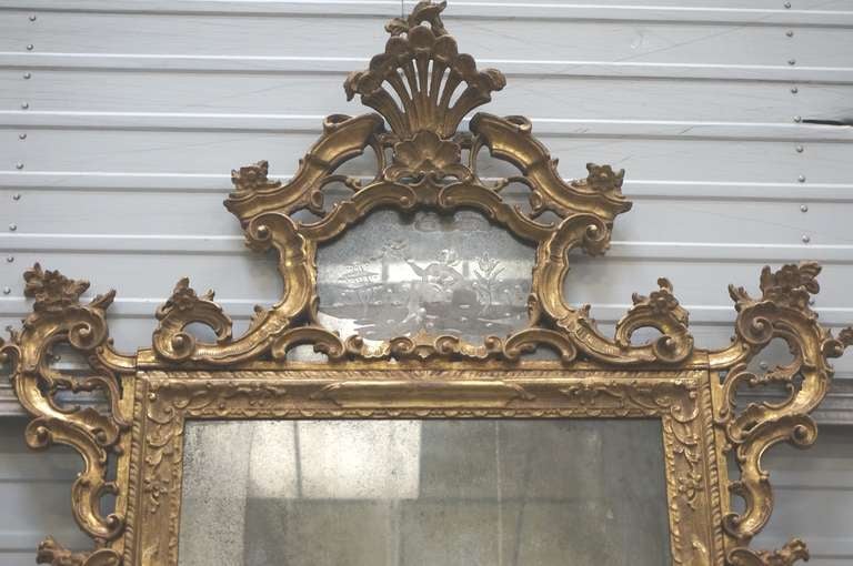 Rococo Venetian Mirror with Mercury Glass For Sale