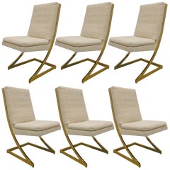 Set of 6 Z Brass Dining Chairs by Milo Baughman for DIA