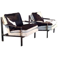 Pair of CY Mann Chrome Lounge Chairs in the Style of Milo Baughman