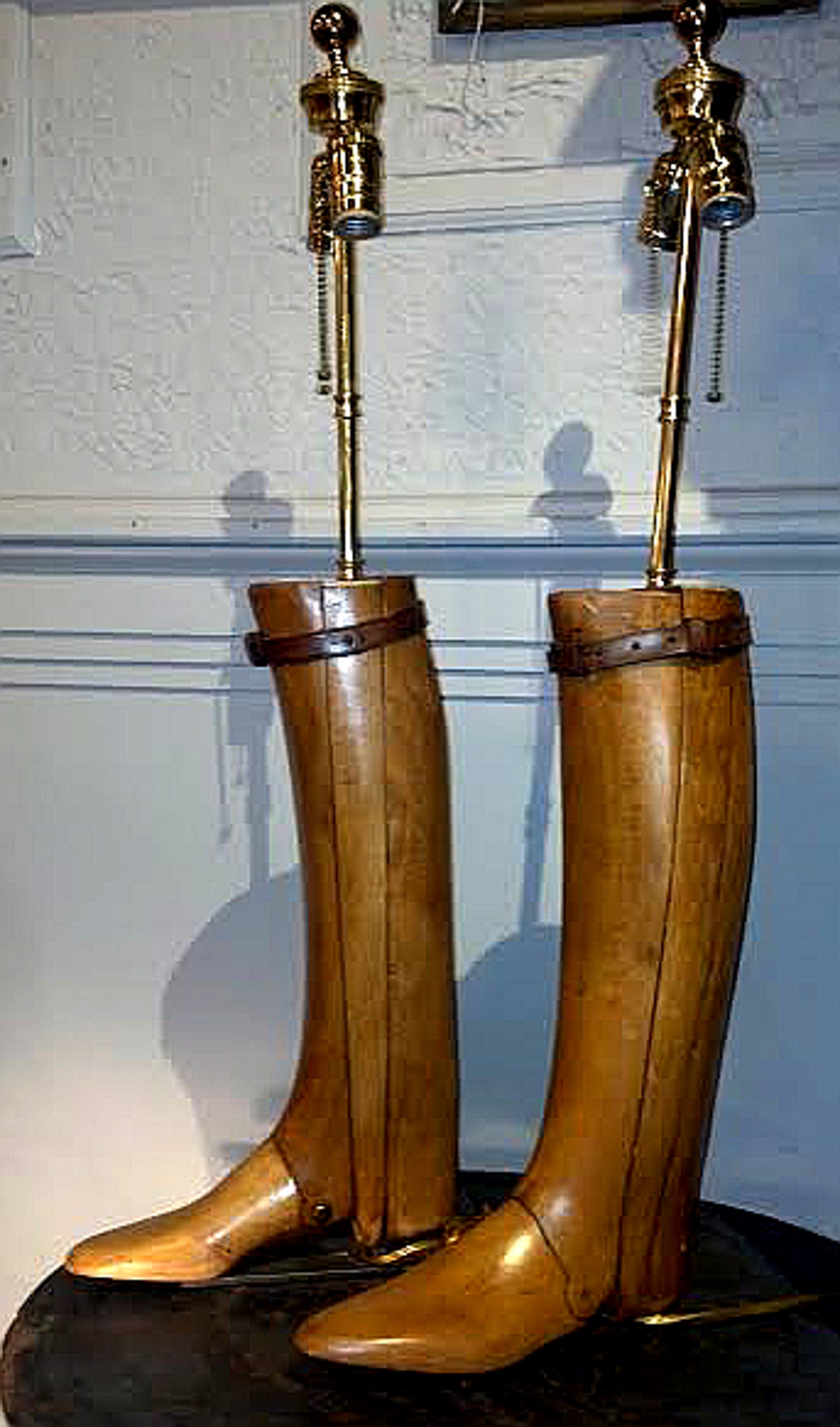 Early Victorian A Pair of Early 19th Century Wood Boot Forms Mounted as Lamps