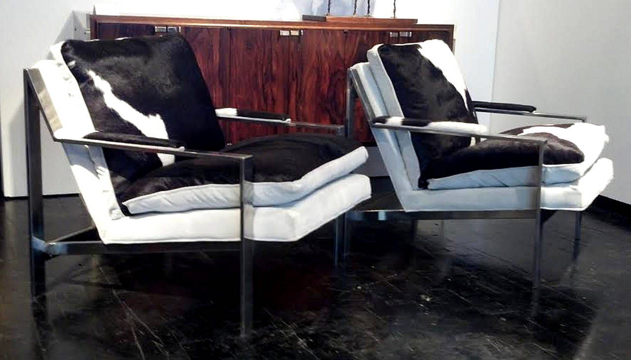 Pair of CY Mann Chrome Lounge Chairs in the Style of Milo Baughman In Excellent Condition In New York, NY